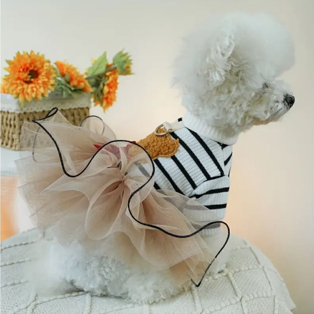 Teddy Bear Tulle Skirt Dog Dress - Picture 3 of 7